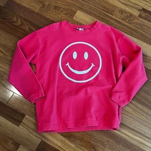 KatyDid Corded Ribbed Smiley Face Sweatshirt